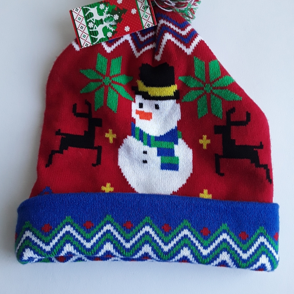Unisex Colorful Christmas knitted snowman toque/cap